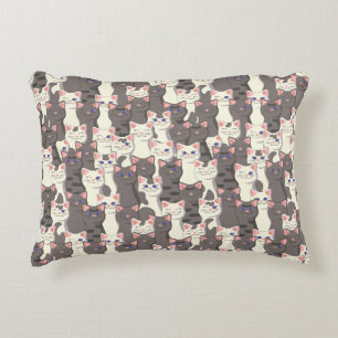 White and grey cats pattern decorative cushion