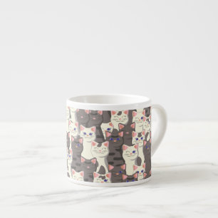 White and grey cats pattern espresso cup
