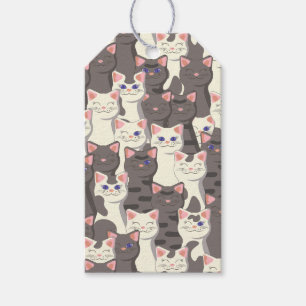 White and grey cats pattern gift tags