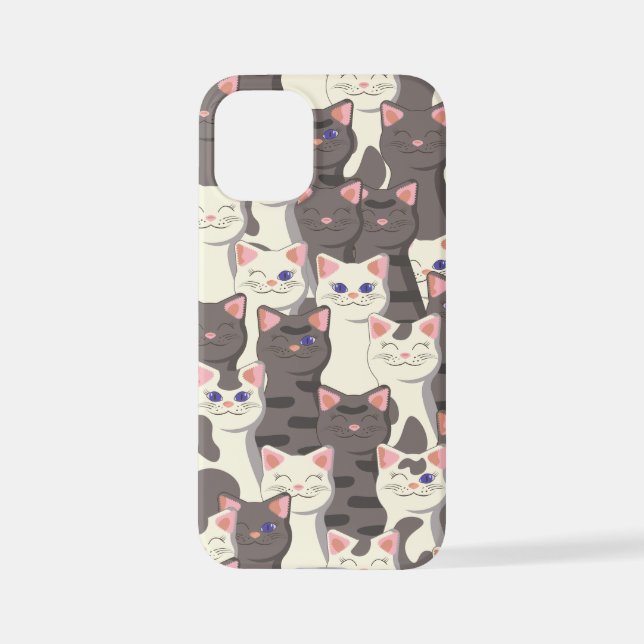 White and grey cats pattern iPhone case (Back)