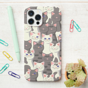 White and grey cats pattern iPhone 12 pro max case