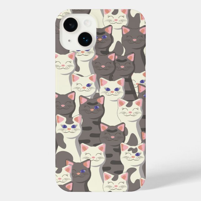 White and grey cats pattern iPhone case (Back)