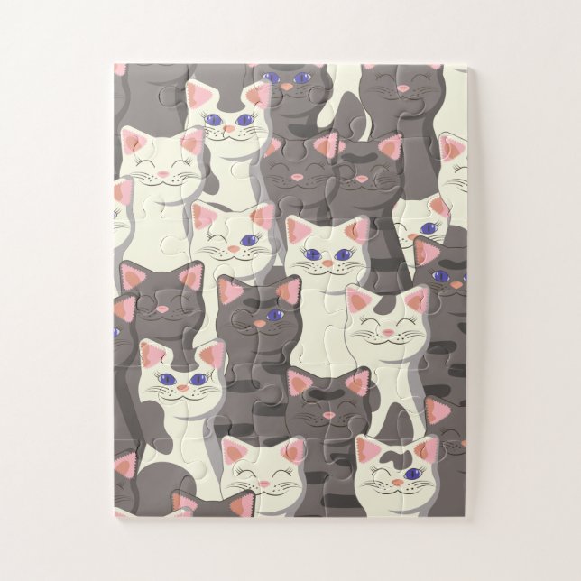 White and grey cats pattern jigsaw puzzle (Vertical)