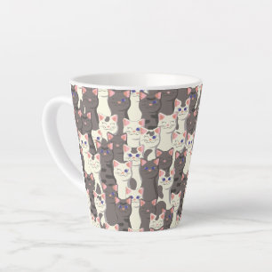 White and grey cats pattern latte mug
