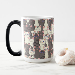 White and grey cats pattern magic mug