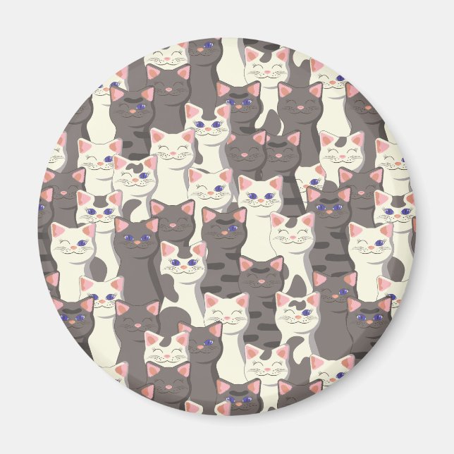 White and grey cats pattern magnet (Front)