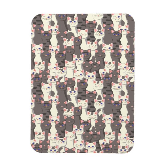 White and grey cats pattern magnet (Vertical)
