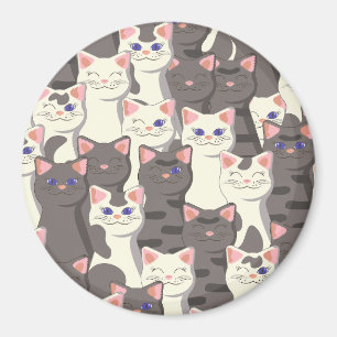 White and grey cats pattern magnet