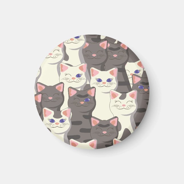 White and grey cats pattern magnet (Front)