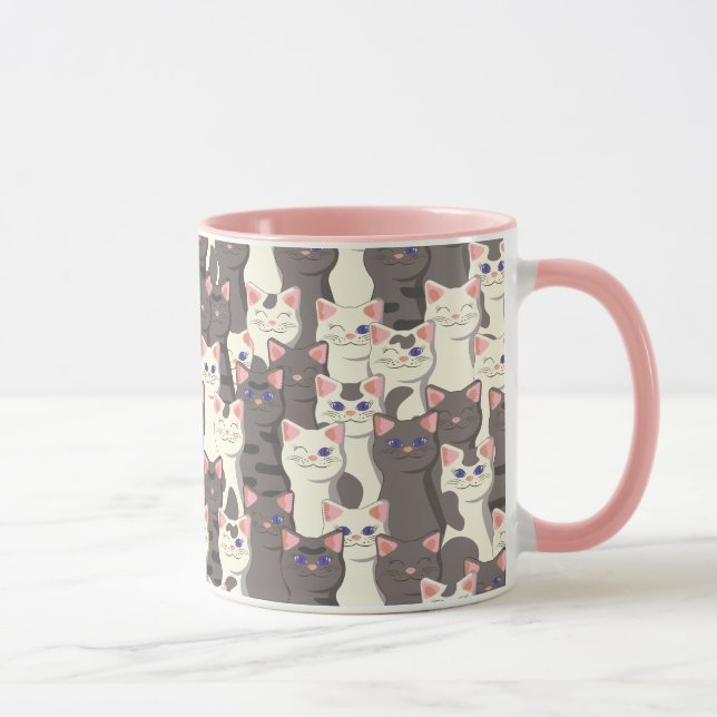 White and grey cats pattern mug (Right)