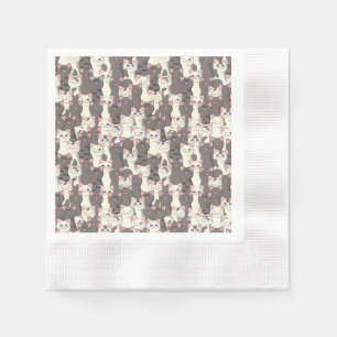 White and grey cats pattern napkin