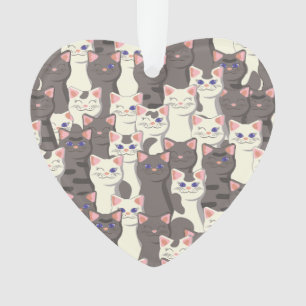 White and grey cats pattern ornament