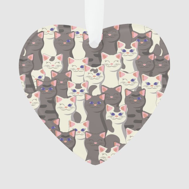 White and grey cats pattern ornament (Front)