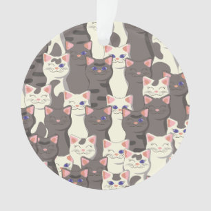 White and grey cats pattern ornament