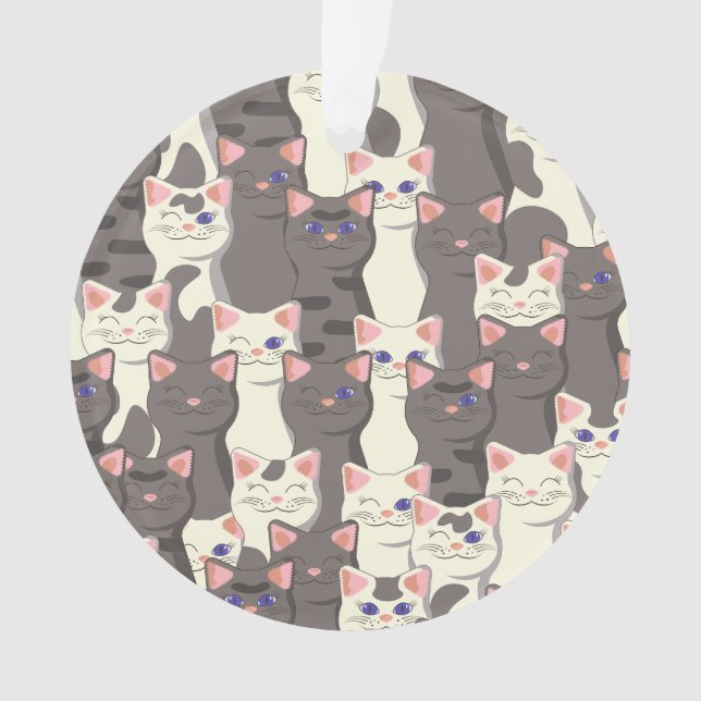 White and grey cats pattern ornament (Front)
