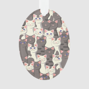 White and grey cats pattern ornament