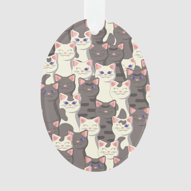 White and grey cats pattern ornament (Front)