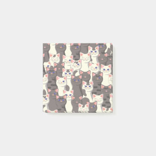 White and grey cats pattern post-it notes