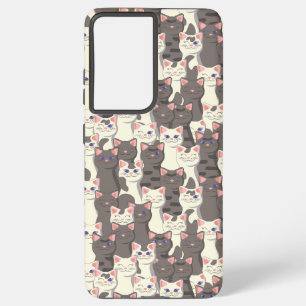 White and grey cats pattern samsung galaxy case