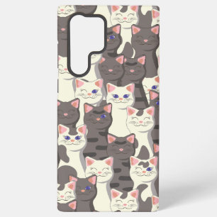 White and grey cats pattern samsung galaxy case