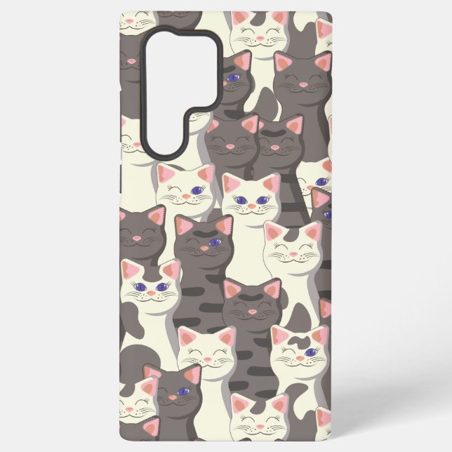 White and grey cats pattern samsung galaxy s22 ultra case (Back)