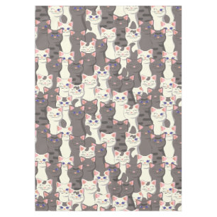White and grey cats pattern tablecloth