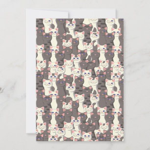 White and grey cats pattern thank you card