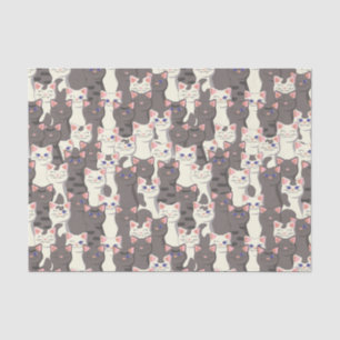 White and grey cats pattern tissue paper