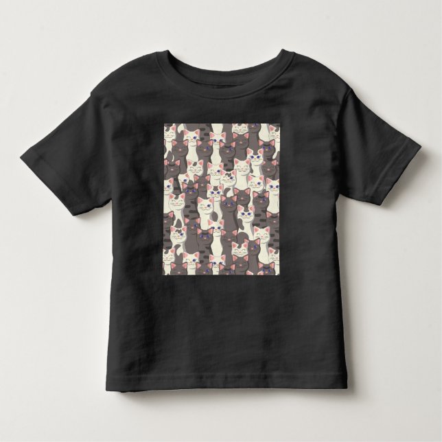 White and grey cats pattern toddler T-Shirt (Front)