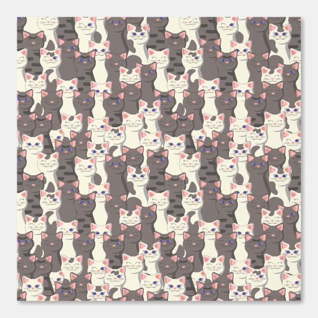 White and grey cats pattern wallpaper (Front)