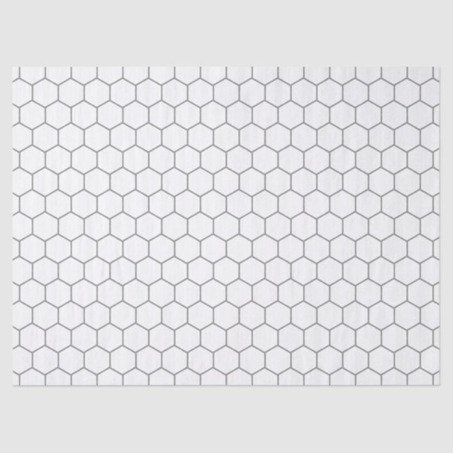 White And Grey Classy Geometric Honeycomb Pattern Tissue Paper (Front)