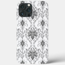White and grey Damask openwork pattern