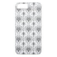 White and grey Damask openwork pattern