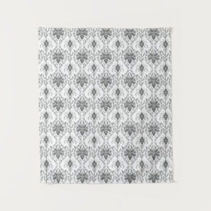 White and grey Damask openwork pattern Tapestry