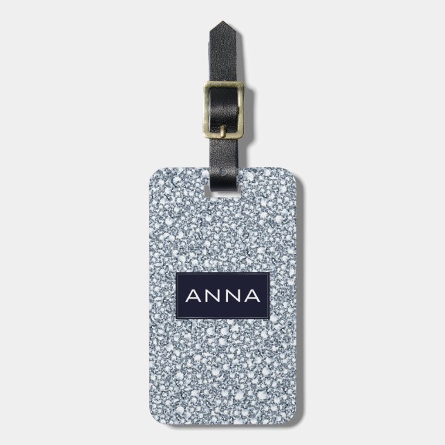 White And Grey Diamonds Look Luggage Tag (Front Vertical)