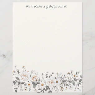 White and Grey Floral border Custom Letterhead