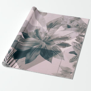 WHITE AND GREY FLORAL PAINTED WALL AND DOOR WRAPPING PAPER