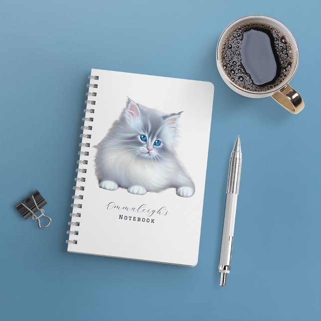 White and Grey Fluffy Furry Kitten Notebook (Creator Uploaded)