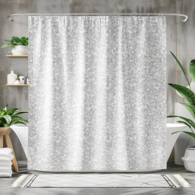 White And grey Glitter & Sparkles Shower Curtain (Creator Uploaded)