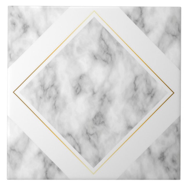 White and grey marble background ceramic tile (Front)