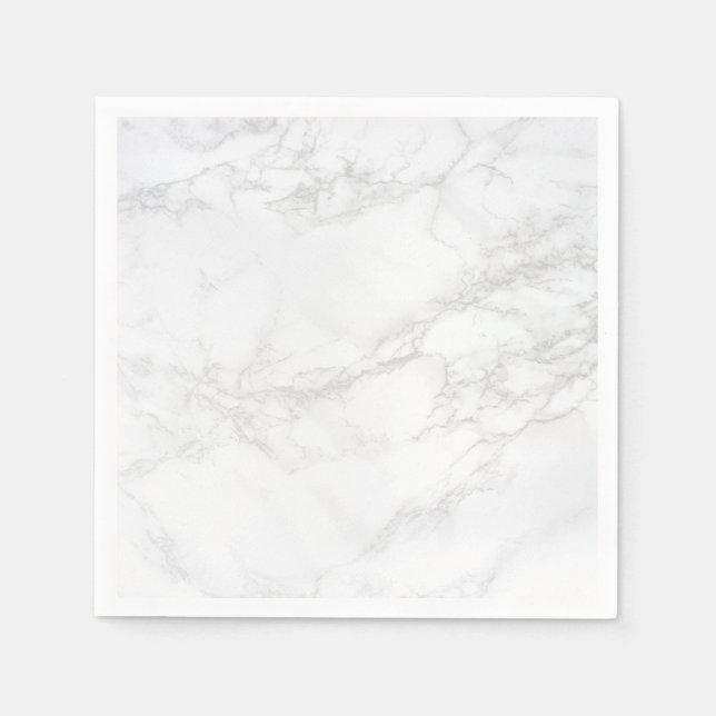 White and Grey Marble Background Paper Napkins (Front)