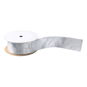 White and Grey Marble Satin Ribbon