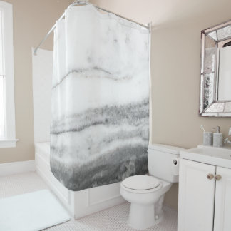 White and Grey Marble  Shower Curtain