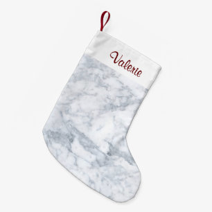 White and Grey Marble Small Christmas Stocking