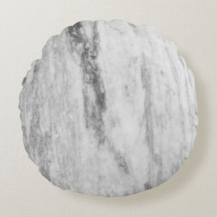 White And Grey Marble Texture Pattern Round Cushion