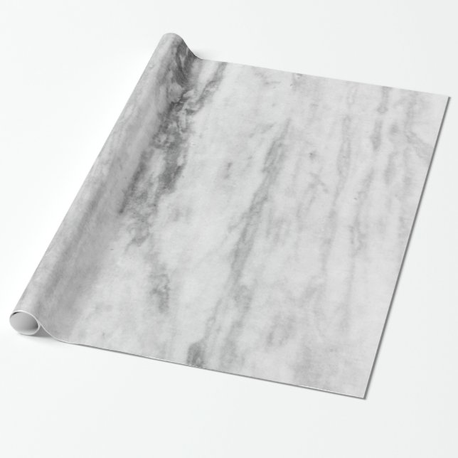 White And Grey Marble Texture Pattern Wrapping Paper (Unrolled)