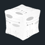 White and Grey Mid-Century Modern Pattern Pouf<br><div class="desc">White and Grey Mid-Century  Modern Pattern or Change to any Custom Colour</div>