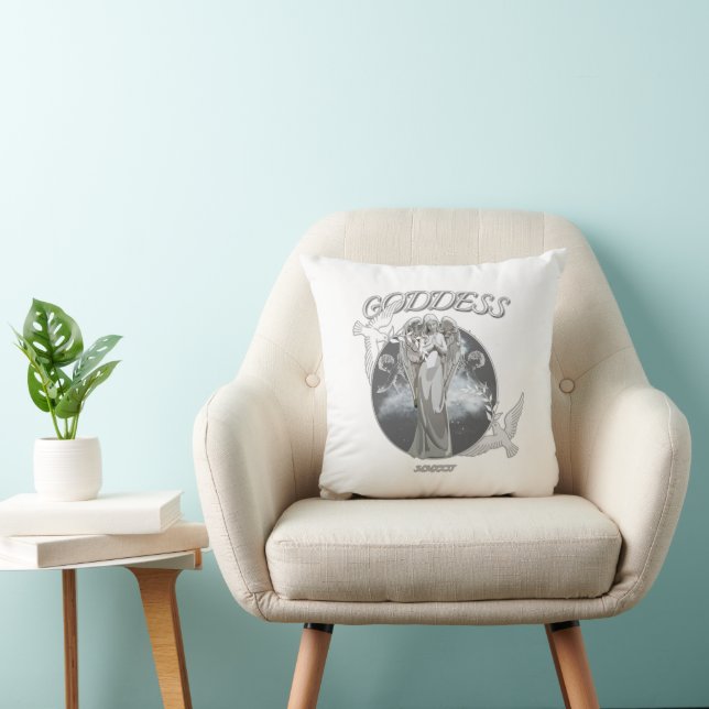 White and Grey Modern Goddess Throw Pillow (Chair)