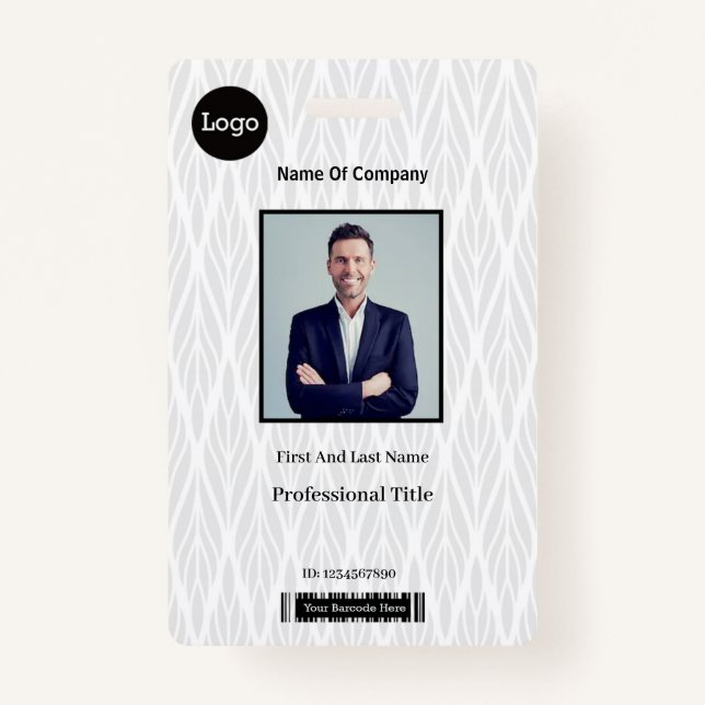 White And Grey Photo Identification ID ID Badge (Front)