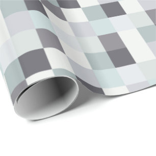 White and Grey Pixelated Pattern Wrapping Paper